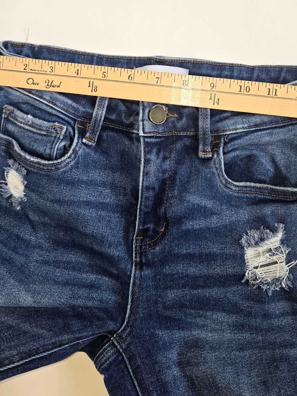 Flying Monkey Blue Distressed Skinny Jeans with Frayed Hem & Pockets Womens 27 - Picture 9 of 13